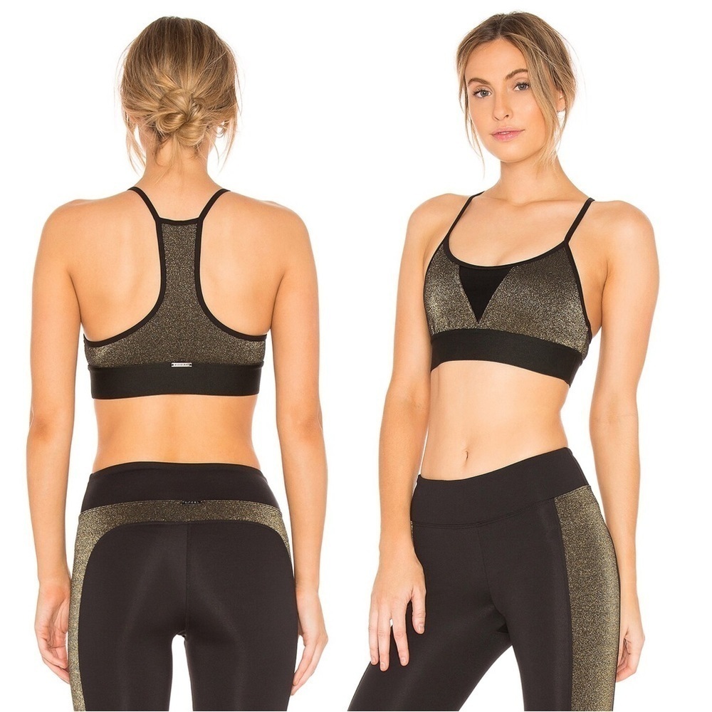 KORAL • Trifecta Versatility Bra sports Black Gleam metallic gold